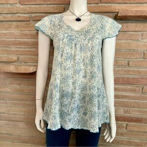 Free People Boho Cottagecore Floral Cotton Blouse